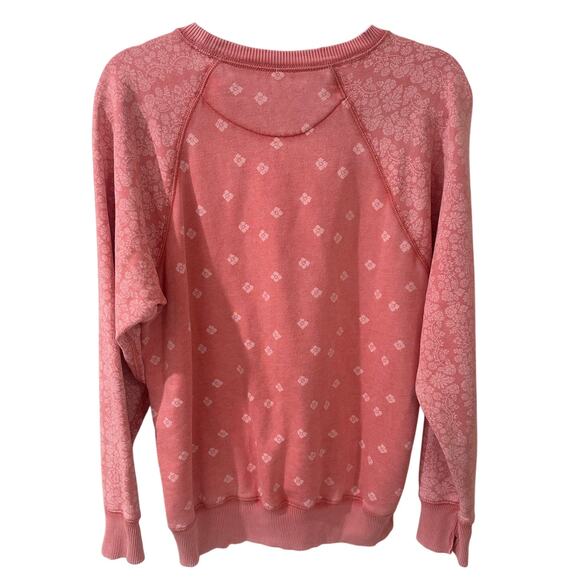 Aerie Floral Contrasting Pink Patterned Pullover Crew Sweatshirt Feminine, Small - Picture 7 of 7